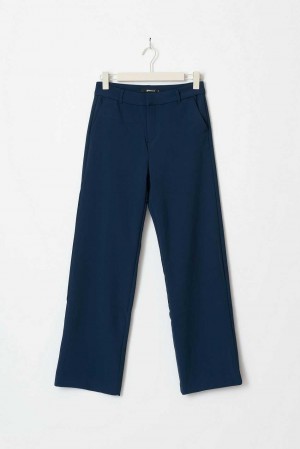 Blue Women Gina Tricot Straight Regular Trousers | 69PUMLCNQ