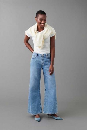 Blue Women Gina Tricot Super Wide Jeans | 87NSDWKQR