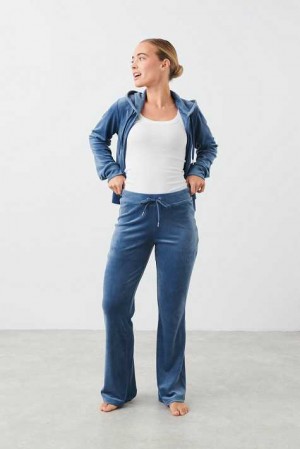 Blue Women Gina Tricot Velour Trousers | 94FEJRONA