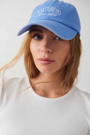 Blue Women Gina Tricot Washed Cotton Cap | 61GMWJIHY