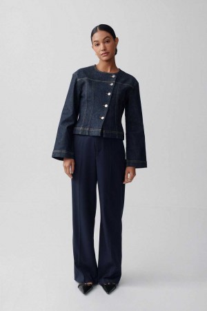 Blue Women Gina Tricot Wide Leg Suit Trousers | 45CURXWDL