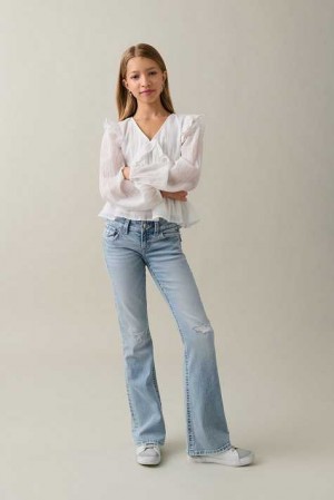 Blue Young Gina Tricot Chunky Low Flared Jeans | 28WYUGINO