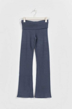 Blue Young Gina Tricot Knitted Yoga Pants | 89QMLVPRG