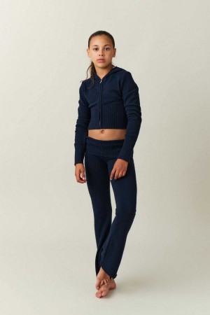 Blue Young Gina Tricot Knitted Yoga Pants | 07PDZXCKO