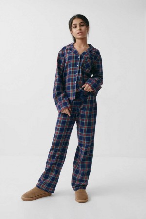 Blue Young Gina Tricot Y Flannel Pajama Pants | 84PGIEFJO