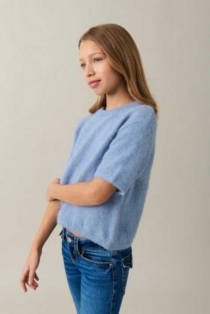 Blue Young Gina Tricot Y Knitted T Shirts | 41GJTXHLW