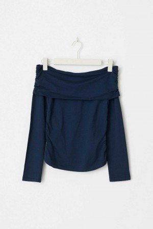 Blue Young Gina Tricot Y Off Shoulder Top | 59PGENJVM