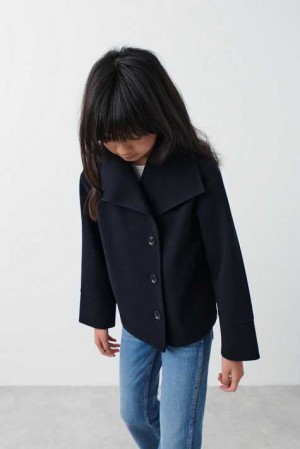 Blue Young Gina Tricot Y Short Felt Jacket | 29EZKYXGO