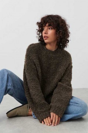 Brown Women Gina Tricot Boucle Knitted Sweaters | 07RUSDJNG