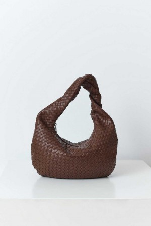 Brown Women Gina Tricot Braided Shoulder Bag | 07NBZFOJQ