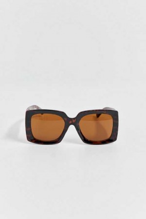 Brown Women Gina Tricot Large Square Sunglasses | 82SBVYUET