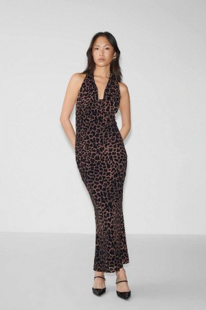 Brown Women Gina Tricot Maxi Dress | 79IRXOMZT