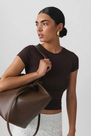 Brown Women Gina Tricot Soft Touch Top | 61TBAJIXE