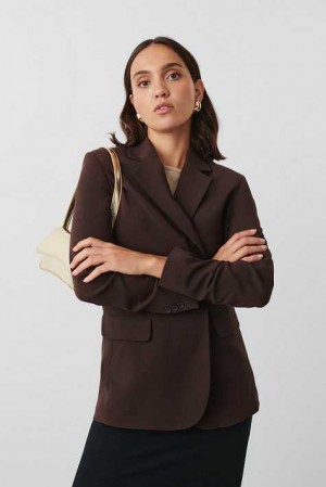 Brown Women Gina Tricot Straight Regular Blazer | 40AZSGRDM