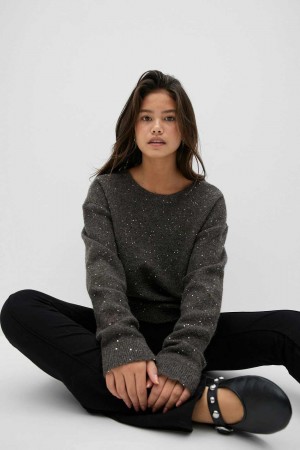 Brown Young Gina Tricot Y Knitted Glitter Sweaters | 18HAMGZEQ