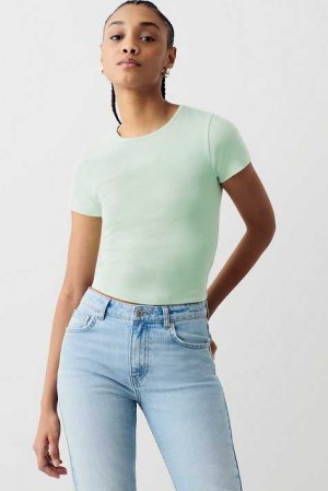 Green Women Gina Tricot Basic Tight Top | 73UMYHCFX