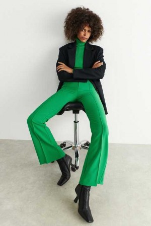 Green Women Gina Tricot Bootcut Trousers | 85MUOCVXB