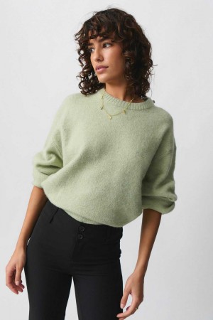 Green Women Gina Tricot Crew Neck Knitted Sweaters | 02FMUPSHX