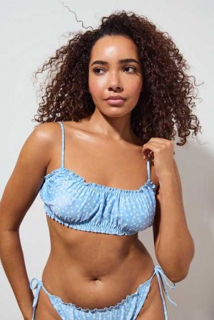 Green Women Gina Tricot Cute Frill Bikini Top | 72PDLEJYC