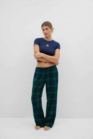 Green Women Gina Tricot Flannel Pyjamas | 16UNGXIMC