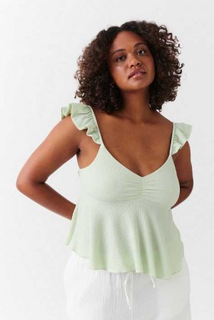 Green Women Gina Tricot Frill Tank Top | 49ATNUEFM