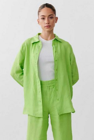 Green Women Gina Tricot Lovisa Linen Shirts | 48IPTYSDG