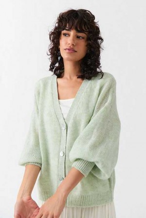 Green Women Gina Tricot Sheer Knitted Cardigan | 90NLIPSAD