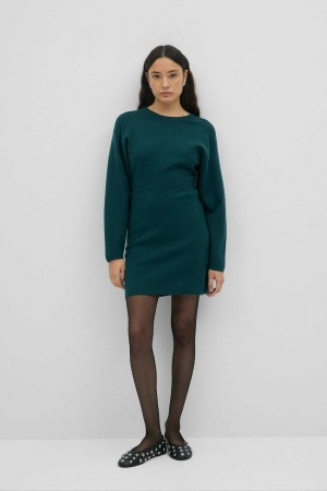 Green Women Gina Tricot Short Knitted Dress | 35JGWUVKT