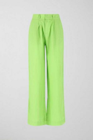 Green Women Gina Tricot Tall Linen Trousers | 16ACOTFLQ