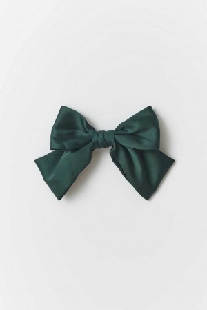 Green Young Gina Tricot Satin Bow Hair Clips | 74YAFSGOK