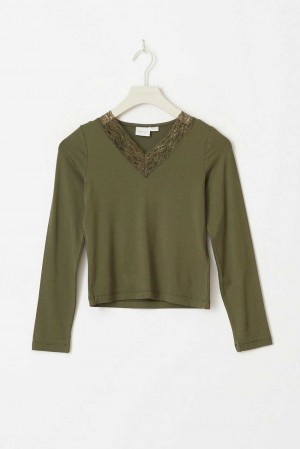 Green Young Gina Tricot Y Lace Top | 68XELAJIT