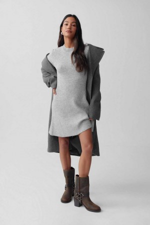 Grey Women Gina Tricot A-line Knitted Dress | 86BANXVHD