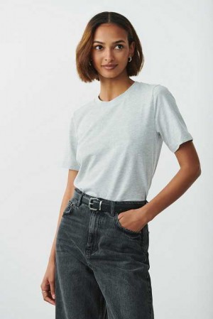 Grey Women Gina Tricot Basic Original T Shirts | 14ASIFWTC