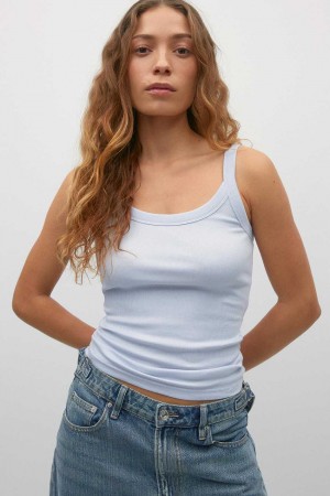 Grey Women Gina Tricot Basic Rib Tank Top | 17HUREDAN