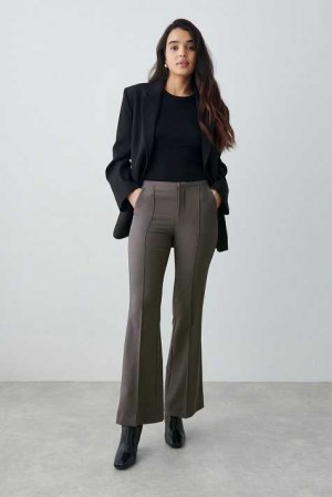 Grey Women Gina Tricot Bootcut Trousers | 91MFTPAYW