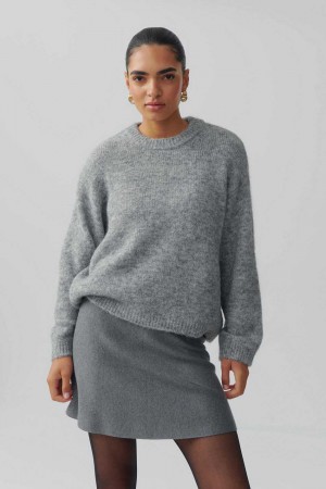 Grey Women Gina Tricot Boxy Knitted Sweaters | 08SFAQCOU