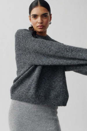 Grey Women Gina Tricot Boxy Knitted Sweaters | 71HKCXPDJ