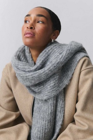 Grey Women Gina Tricot Brushed Scarf | 64WZUQYBT