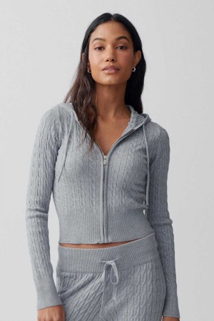 Grey Women Gina Tricot Cable Knitted Jacket | 41PAVFEHT