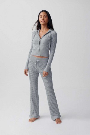 Grey Women Gina Tricot Cable Knitted Trousers | 04UIHDVCX