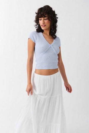 Grey Women Gina Tricot Crochet Knitted Top | 67ZJTVUCO