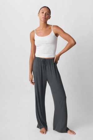 Grey Women Gina Tricot Drawstring Wide Trousers | 60RYHBXQO