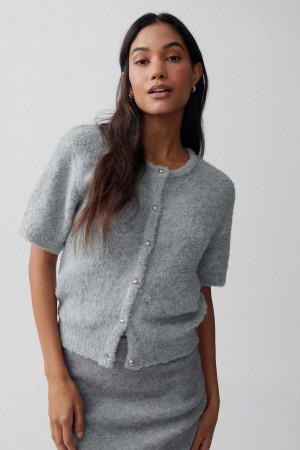 Grey Women Gina Tricot Knitted Boucle Cardigan | 06SUWIFZM