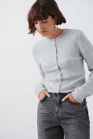 Grey Women Gina Tricot Knitted Cardigan | 41LAXEKJS