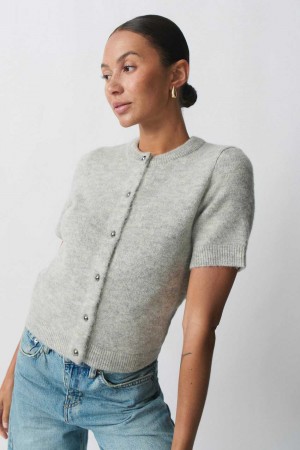 Grey Women Gina Tricot Knitted Cardigan | 06KPTOUIX