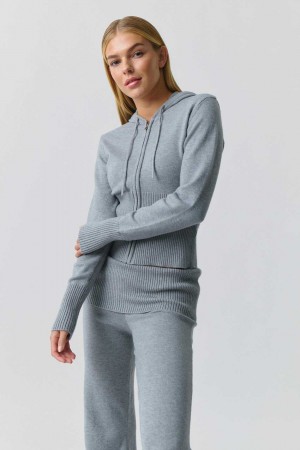 Grey Women Gina Tricot Knitted Lounge Jacket | 82ZFSJQBA