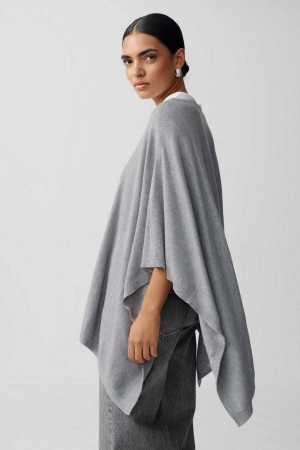 Grey Women Gina Tricot Knitted Ponchos | 65MEXFUTS