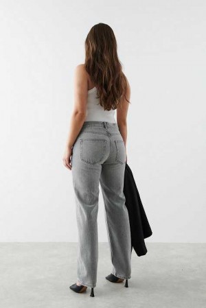 Grey Women Gina Tricot Low Straight Petite Jeans | 76MAYUDGI