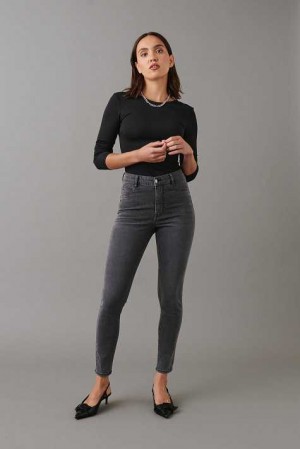 Grey Women Gina Tricot Molly High Waist Jeans | 49NAPYJEO