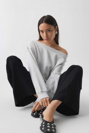 Grey Women Gina Tricot One Shoulder Sweaters | 52GNMICPE